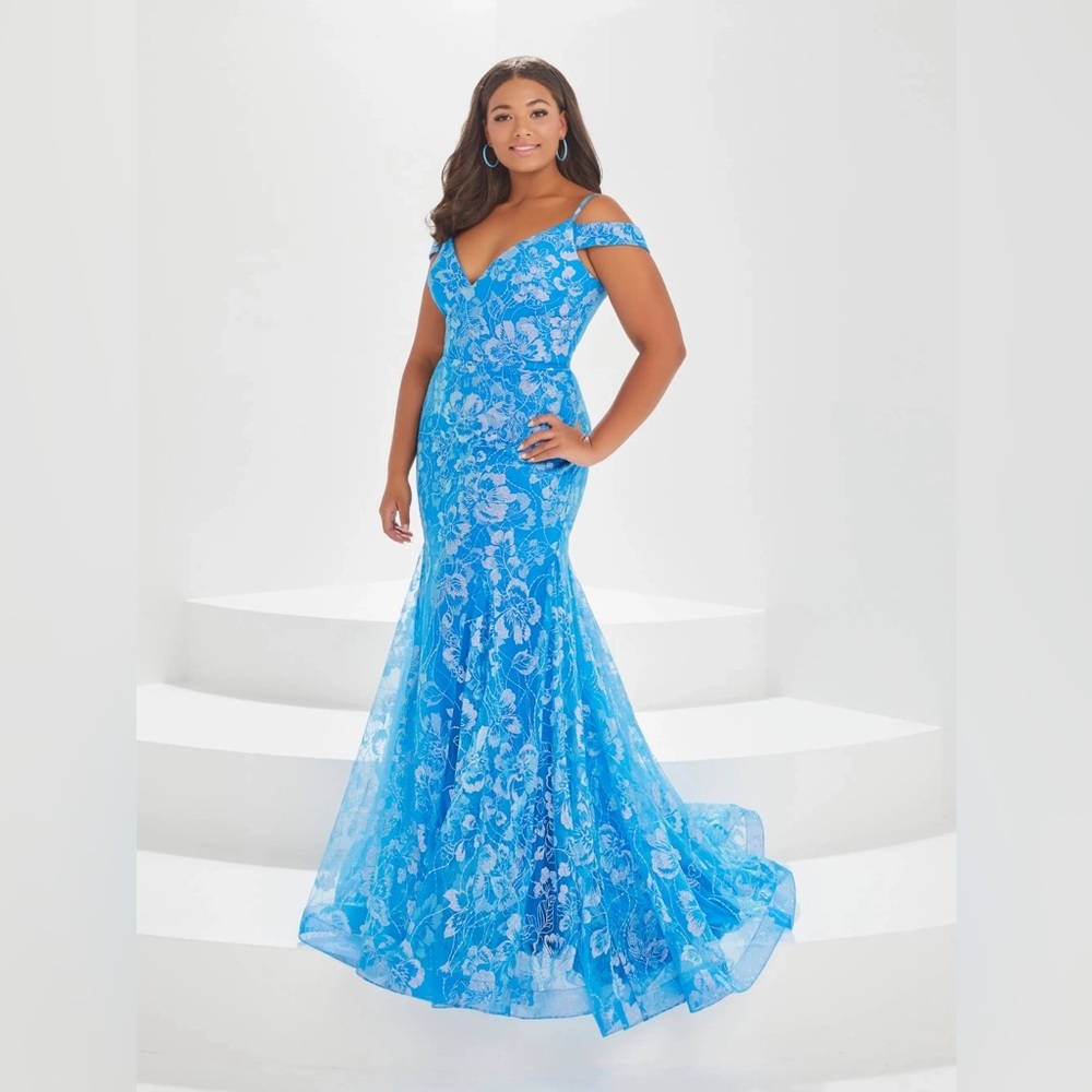 Elegant Bright Blue Floral Women's Dress
